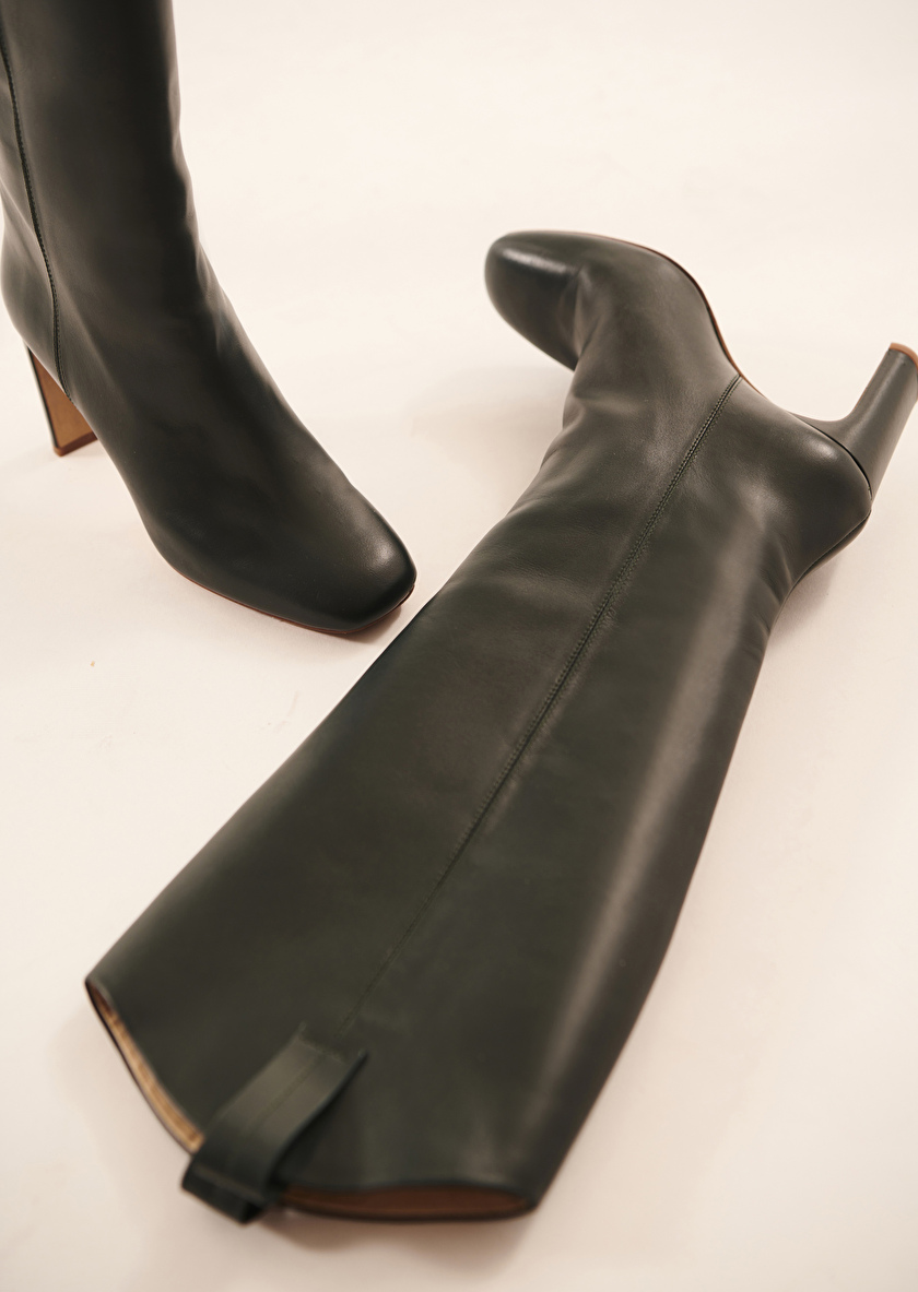 Khloe ботинки из кожи в изумрудном цвете