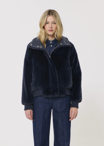 Bertille темно-синий бомбер из искусственного меха