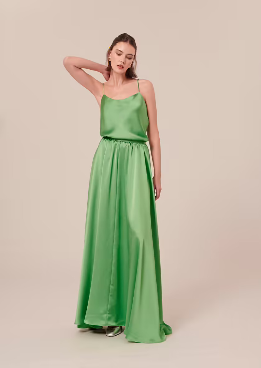 Tess зеленый топ из струящегося атласа