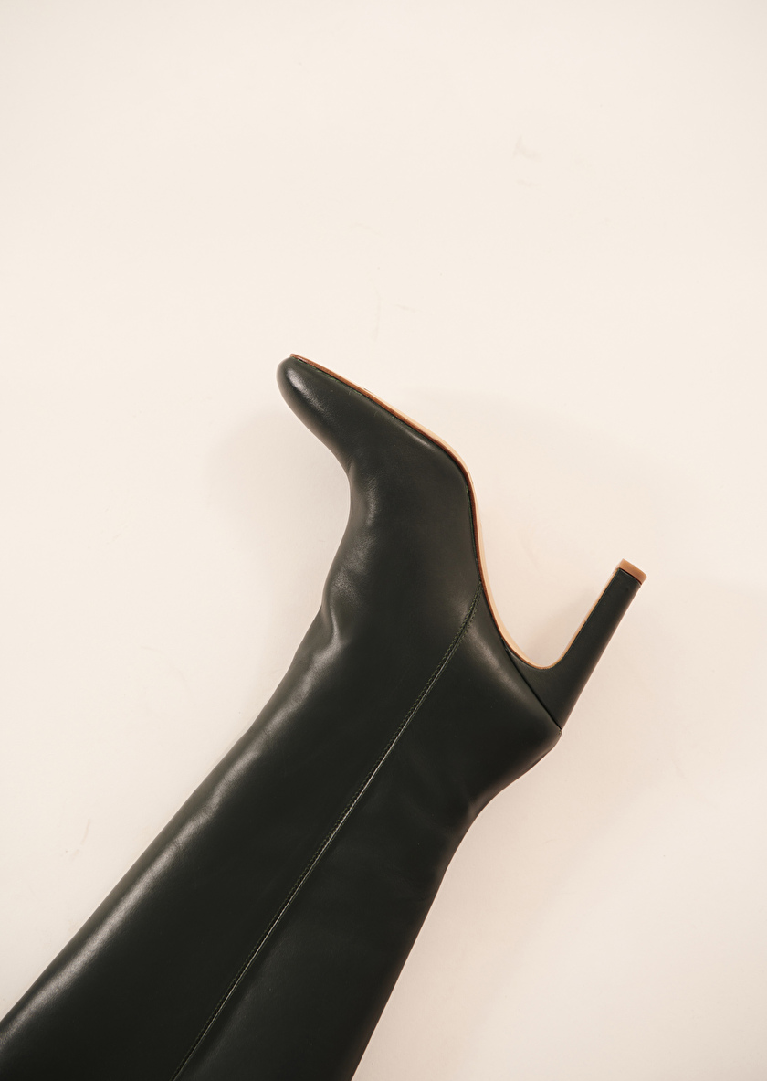 Khloe ботинки из кожи в изумрудном цвете