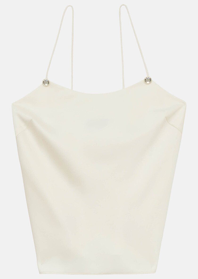 Tess топ из струящегося атласа в цвете экрю