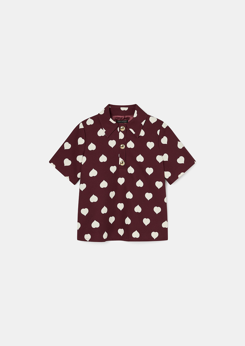 Бордовый топ Tania с принтом в виде белых сердец Бордовый топ Tania с принтом в виде белых сердец