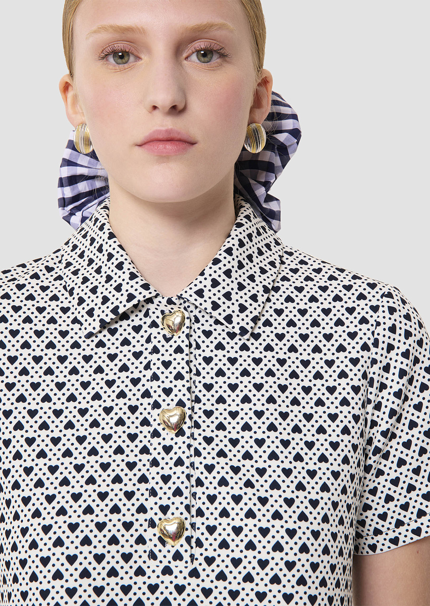 Платье Rory цвета экрю с принтом в виде сердец