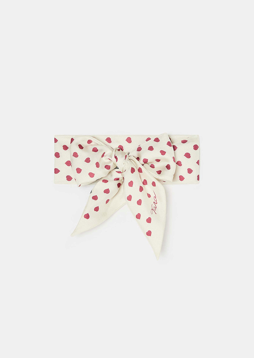 Платок цвета экрю с принтом в виде сердец Emma