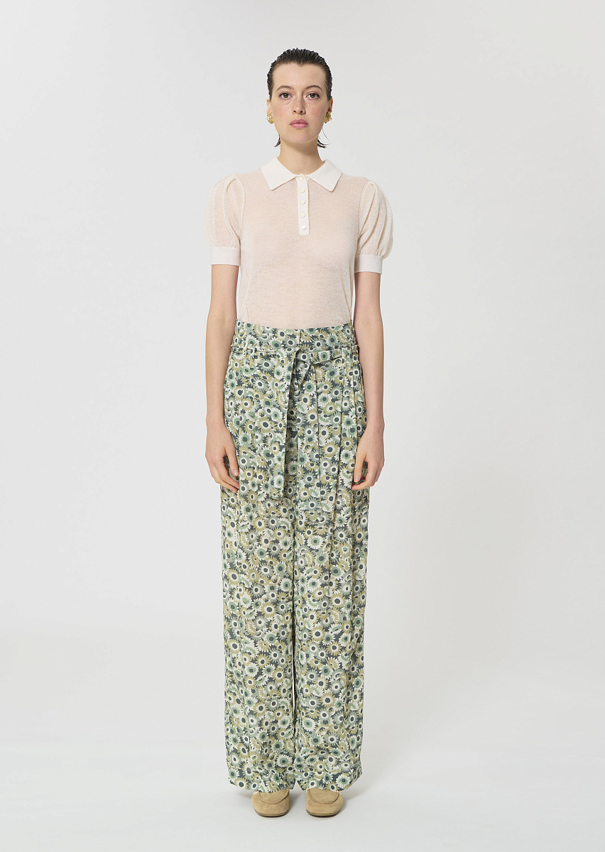 Pia зеленые брюки с цветочным принтом