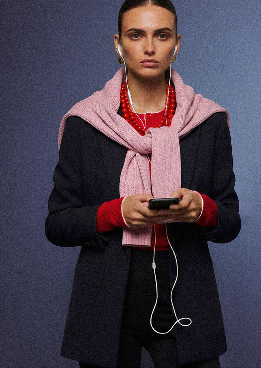 Valy темно-синий жакет из ткани с зернистой текстурой