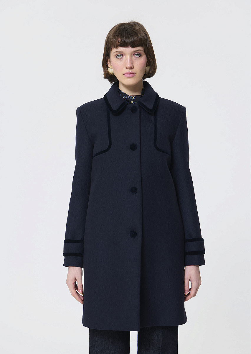 Mado темно-синее пальто из шерстяного драпа