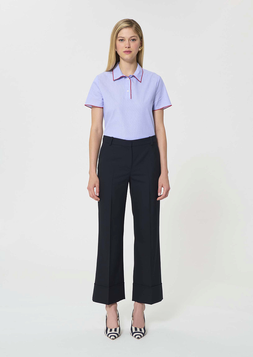 Pierre темно-синие брюки из ткани с зернистой текстурой