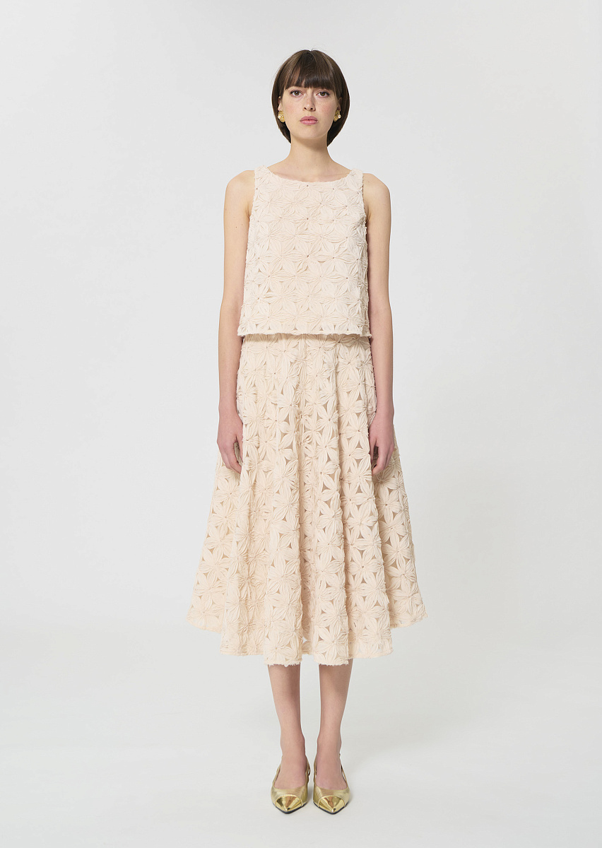 Jackie бежевая юбка с рельефным цветочным узором