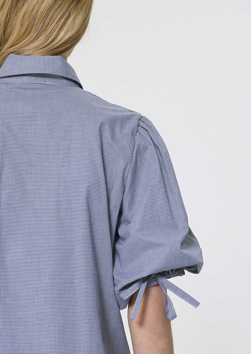 Caly темно-синяя блуза с клетчатым принтом