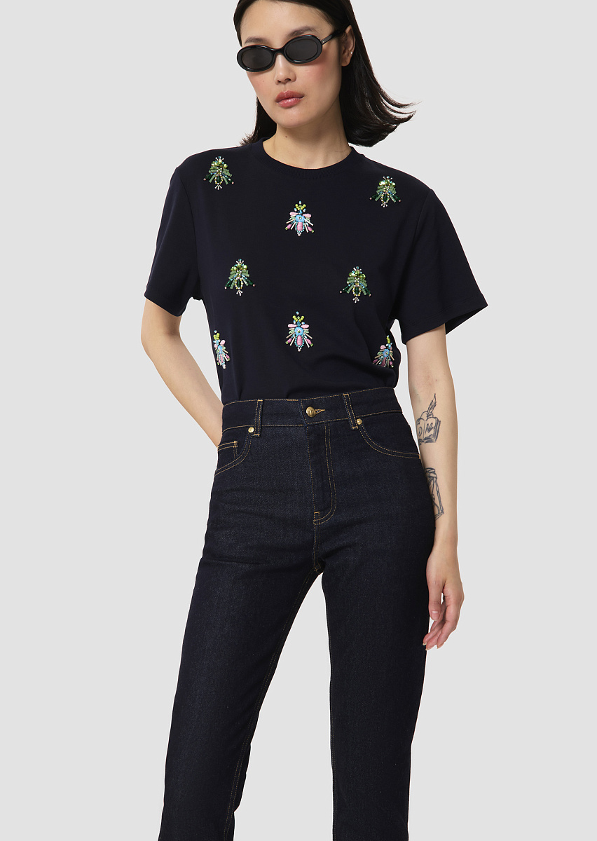 Tarabee темно-синяя футболка из джерси с вышивкой