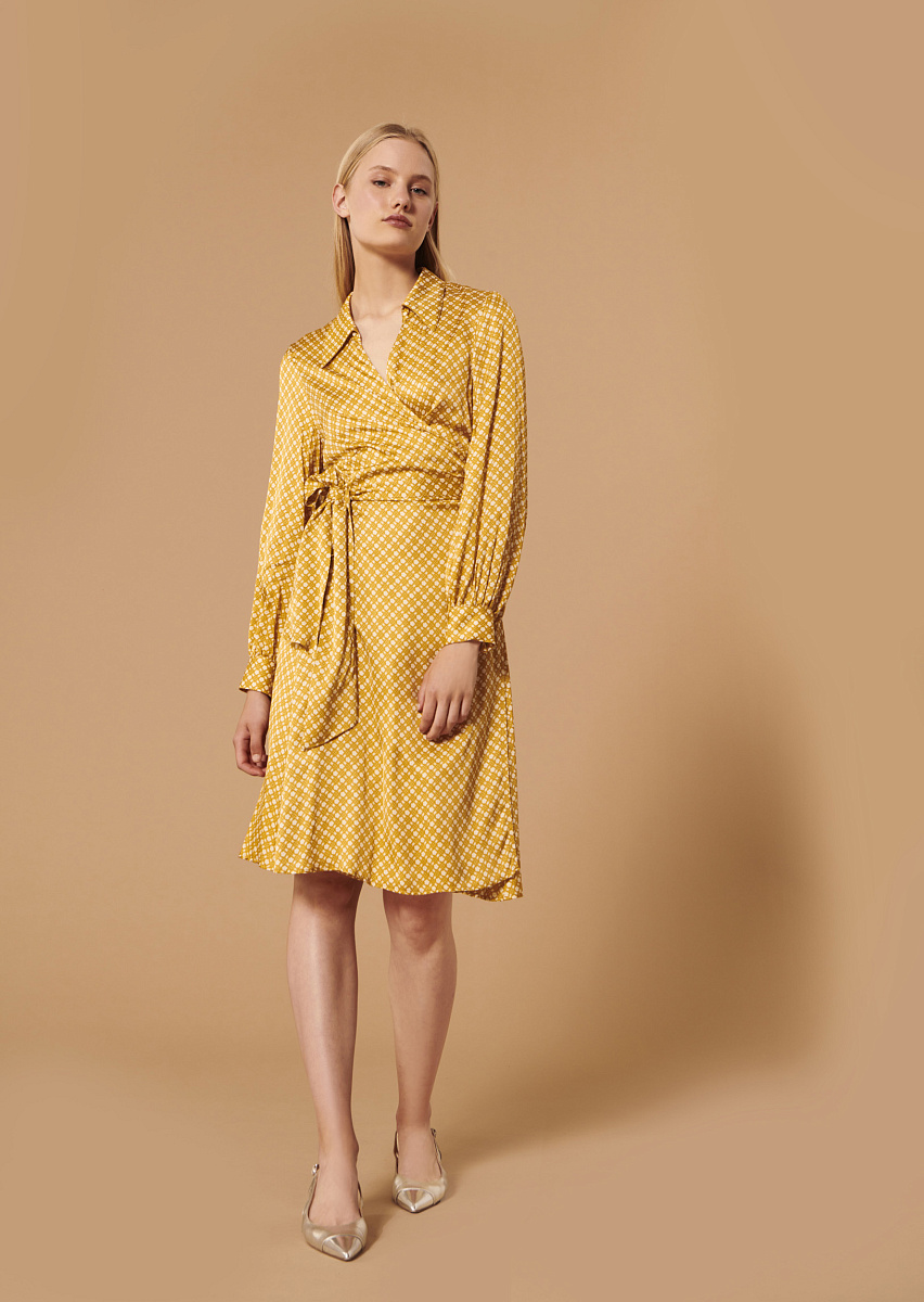 Roselita желтое атласное платье с цветочным принтом