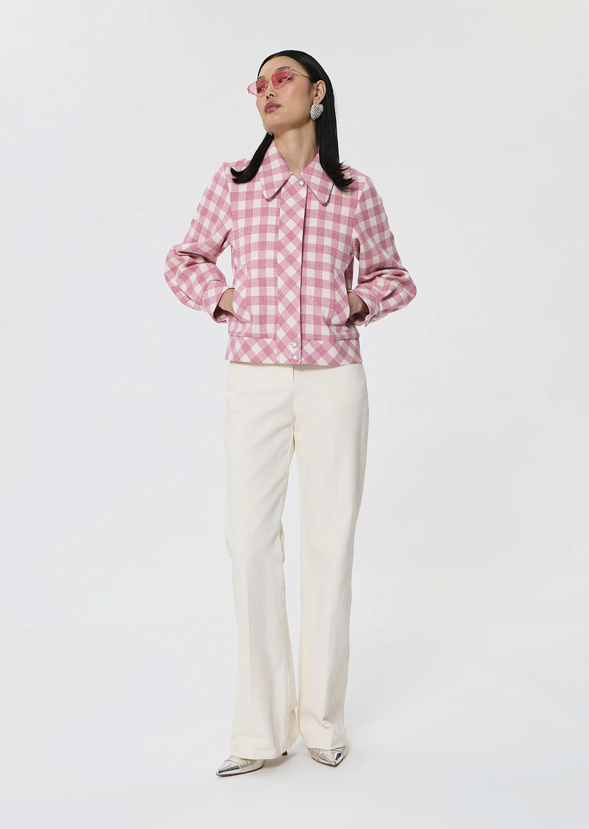 Beatrice розовый бомбер в клетку виши