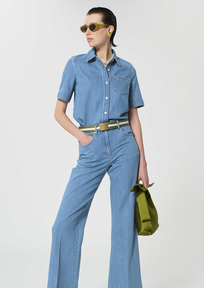 Cruz рубашка из голубого денима с выбеленным эффектом