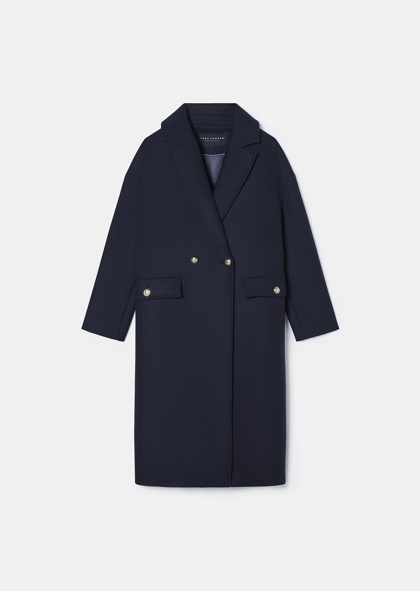 Milo темно-синее пальто из шерстяного драпа