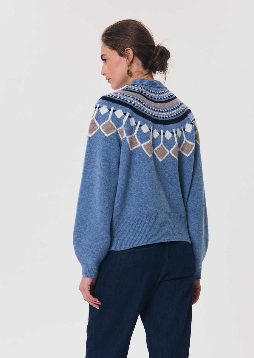 Giulietta синий кардиган из шерсти с жаккардовым узором