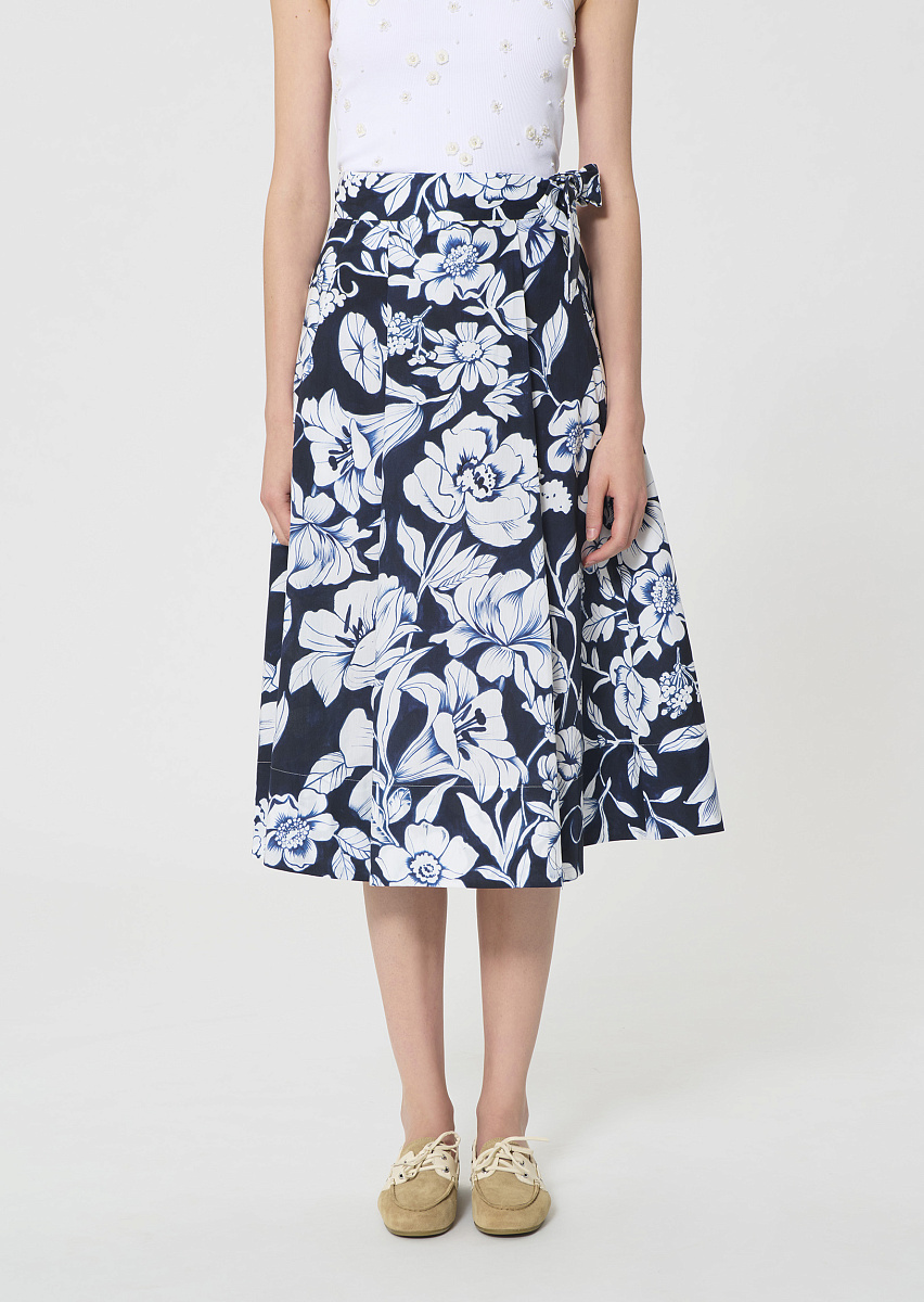 Jolly темно-синяя юбка из хлопка с цветочным принтом