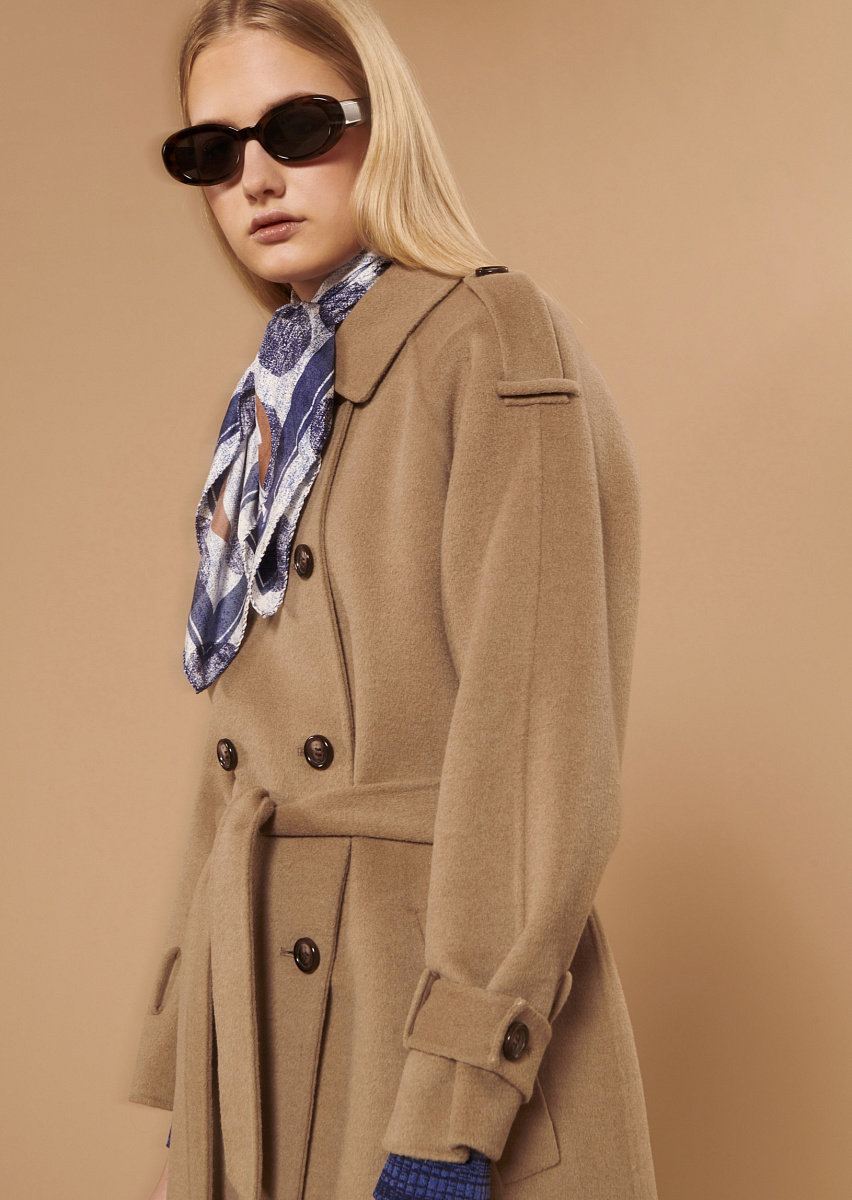 Ivane бежевый тренч из двусторонней шерсти Ivane бежевый тренч из двусторонней шерсти