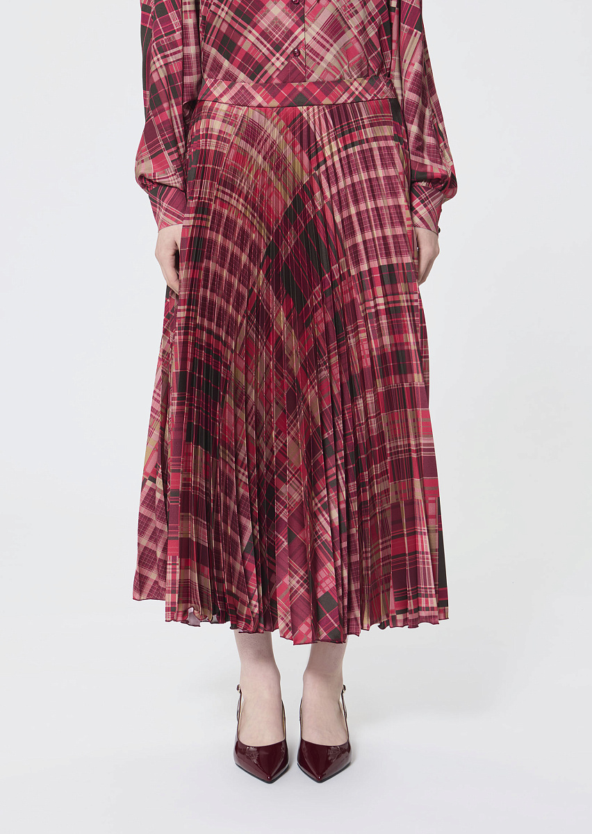 Juline юбка-плиссе малинового цвета с принтом в фантазийную клетку