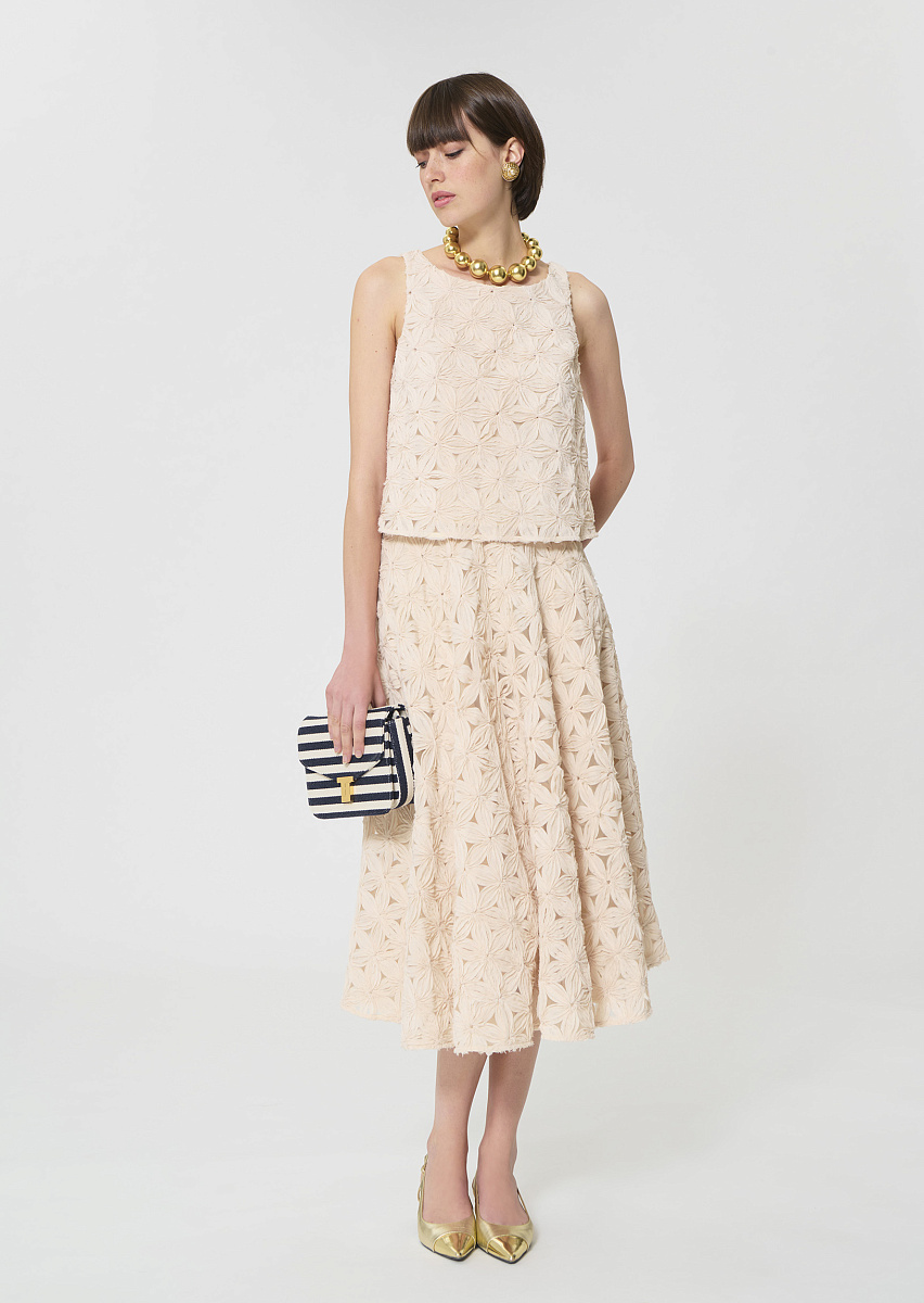 Jackie бежевая юбка с рельефным цветочным узором