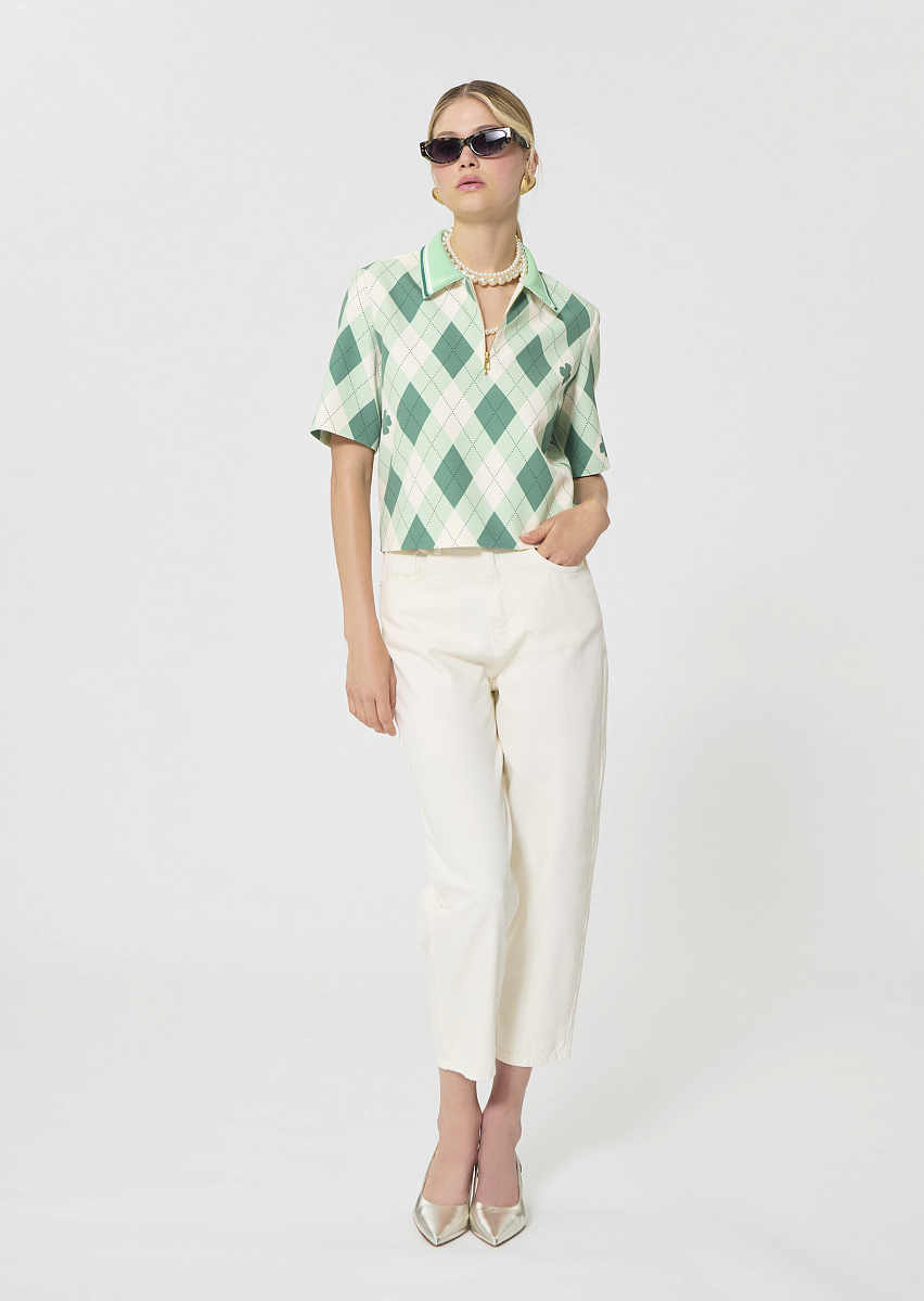 Tiago зеленый топ с ромбовидным принтом