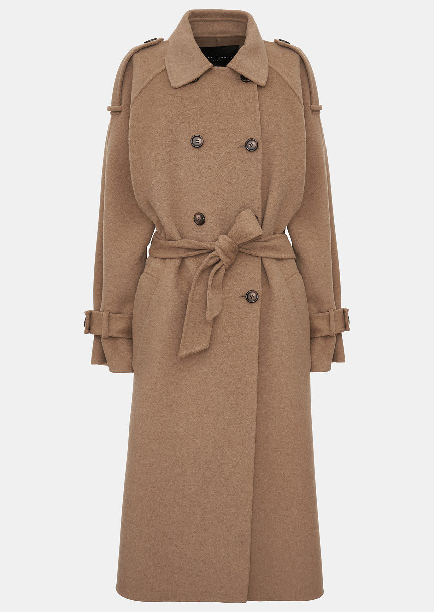 Ivane бежевый тренч из двусторонней шерсти Ivane бежевый тренч из двусторонней шерсти