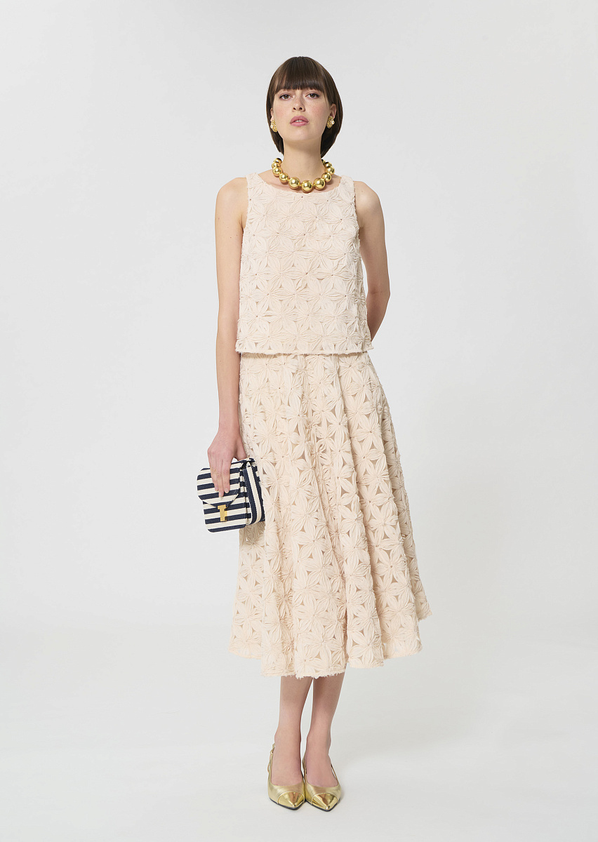 Tulipe бежевый топ с рельефным цветочным узором