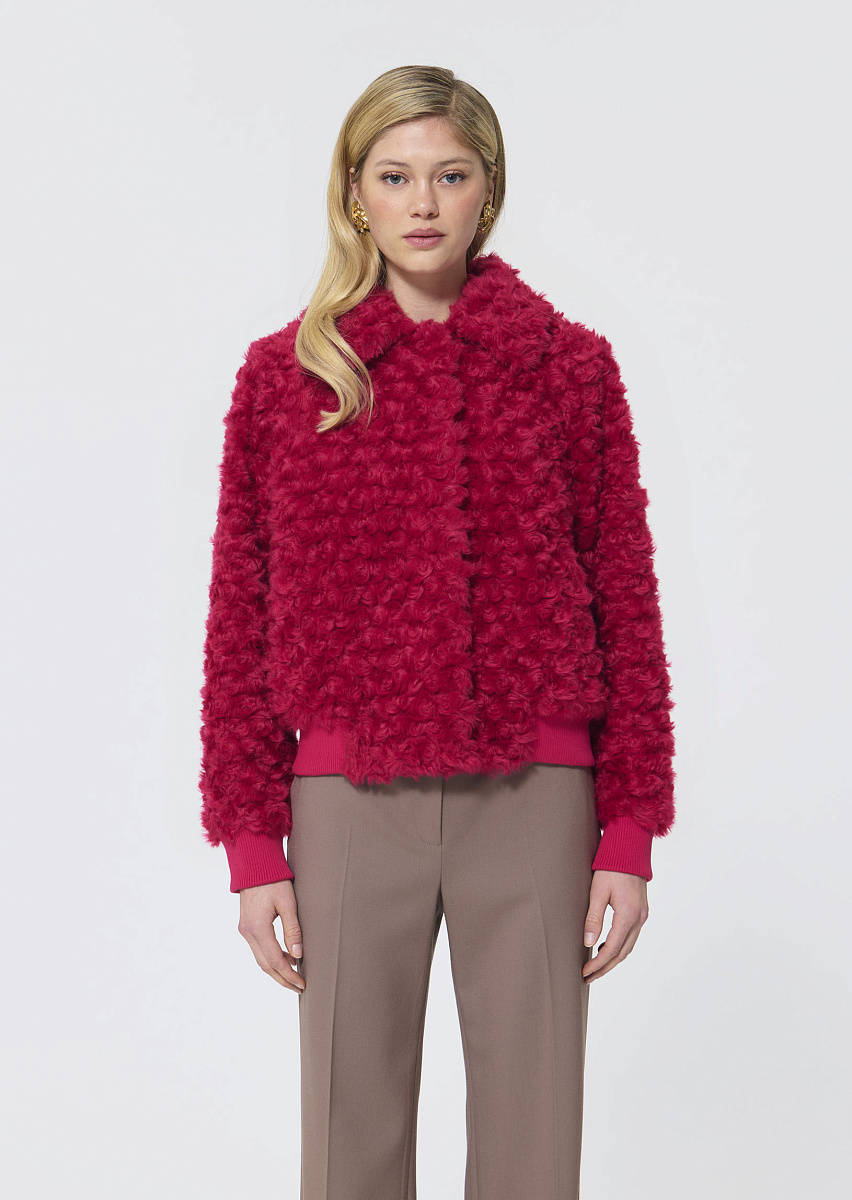 Bianca гранатовый бомбер из искусственного меха