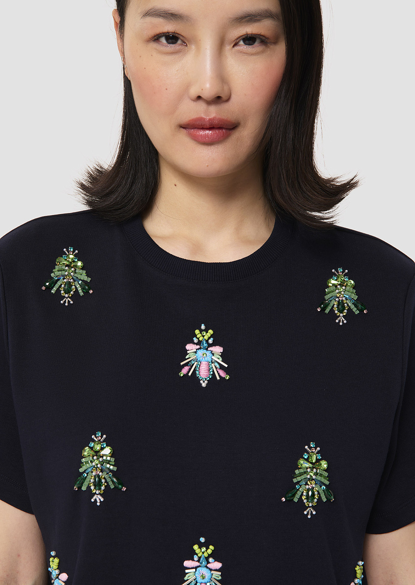 Темно-синяя футболка из джерси Tarabee с вышивкой
