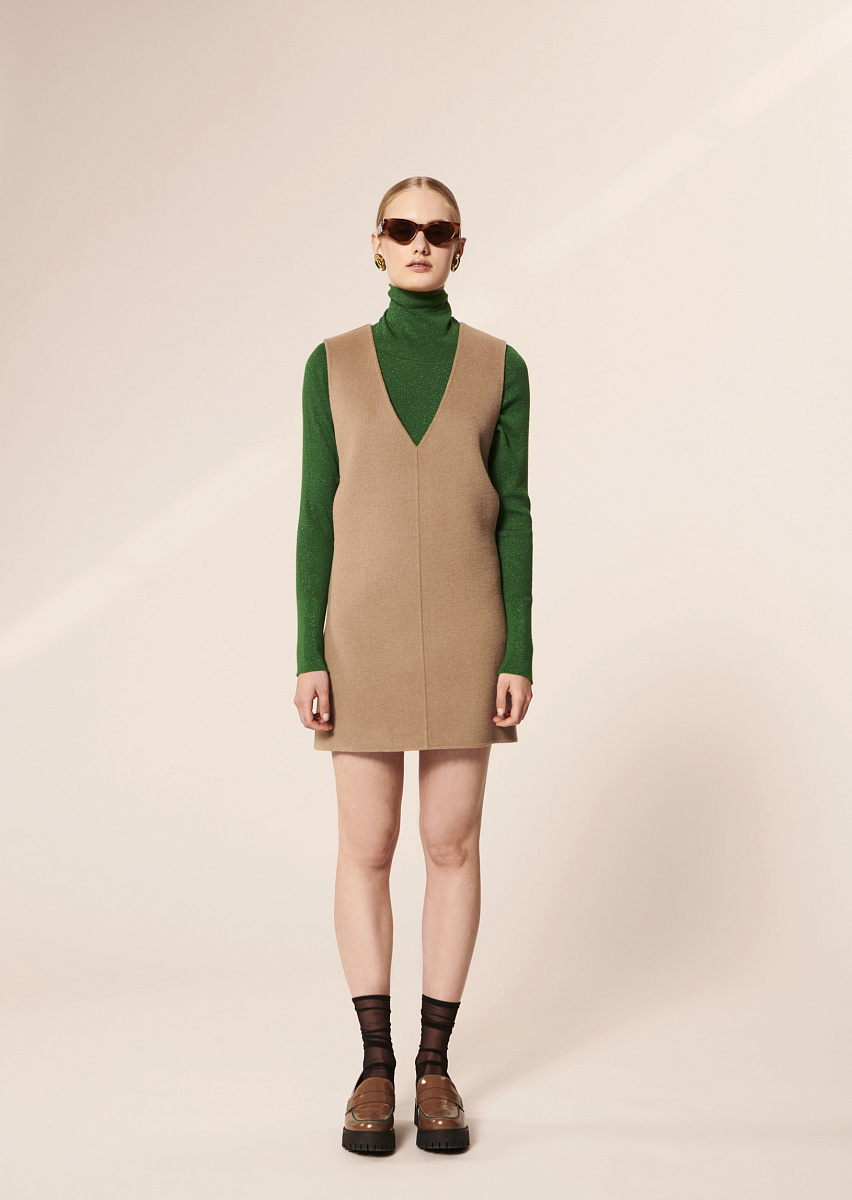 Roma бежевое платье из двусторонней шерсти