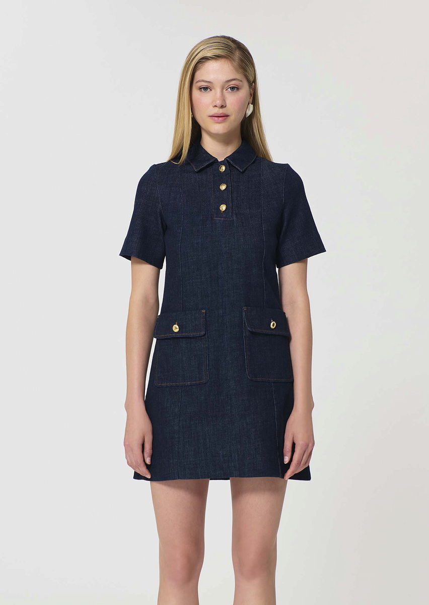 Roanne темно-синее платье из денима с контрастной строчкой