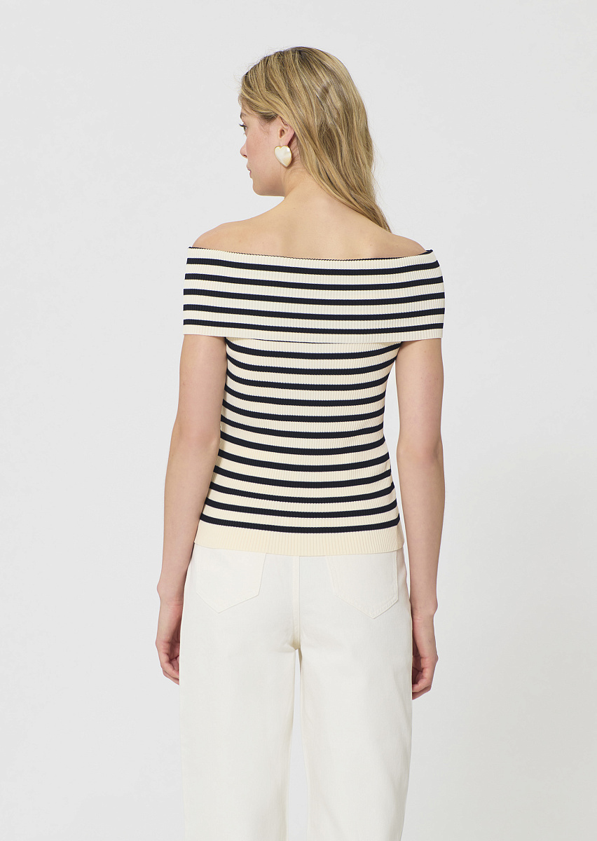 Twist темно-синий топ из полосатого трикотажа в рубчик