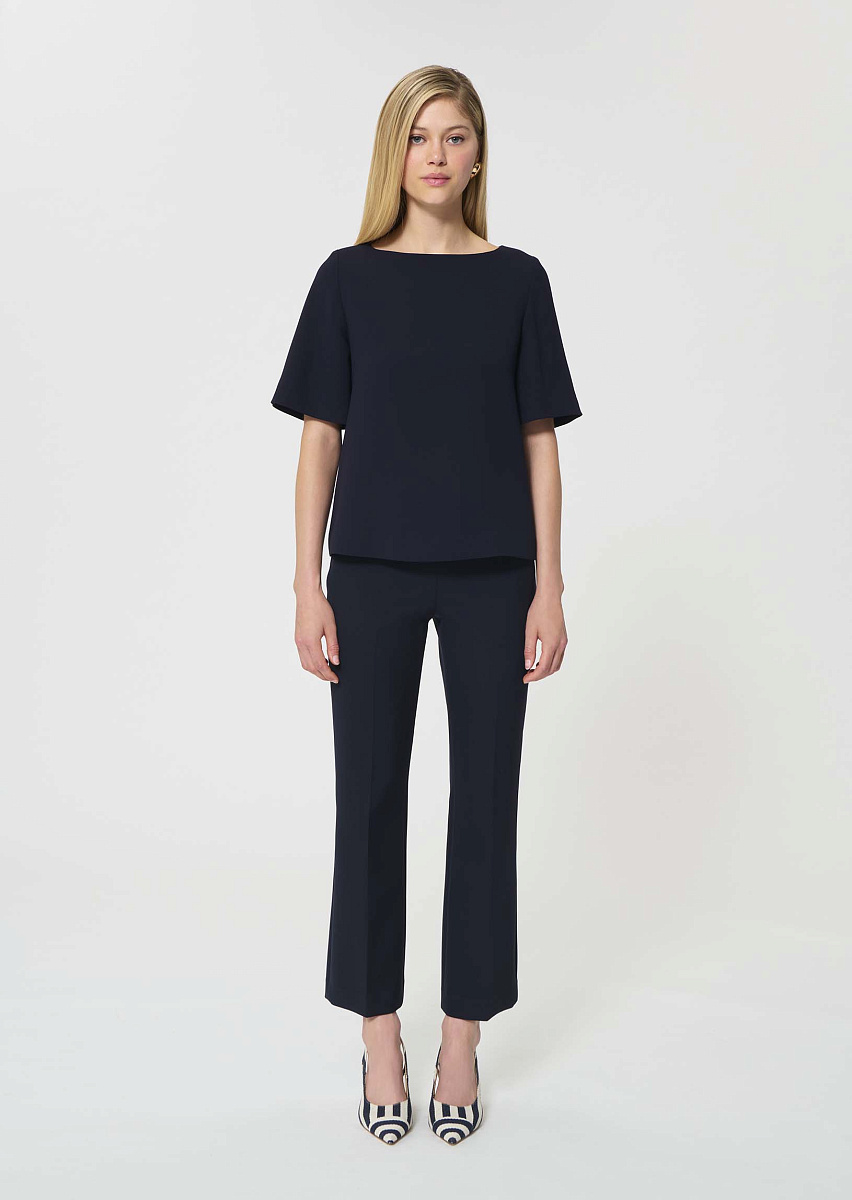 Théo темно-синий топ из струящегося крепа