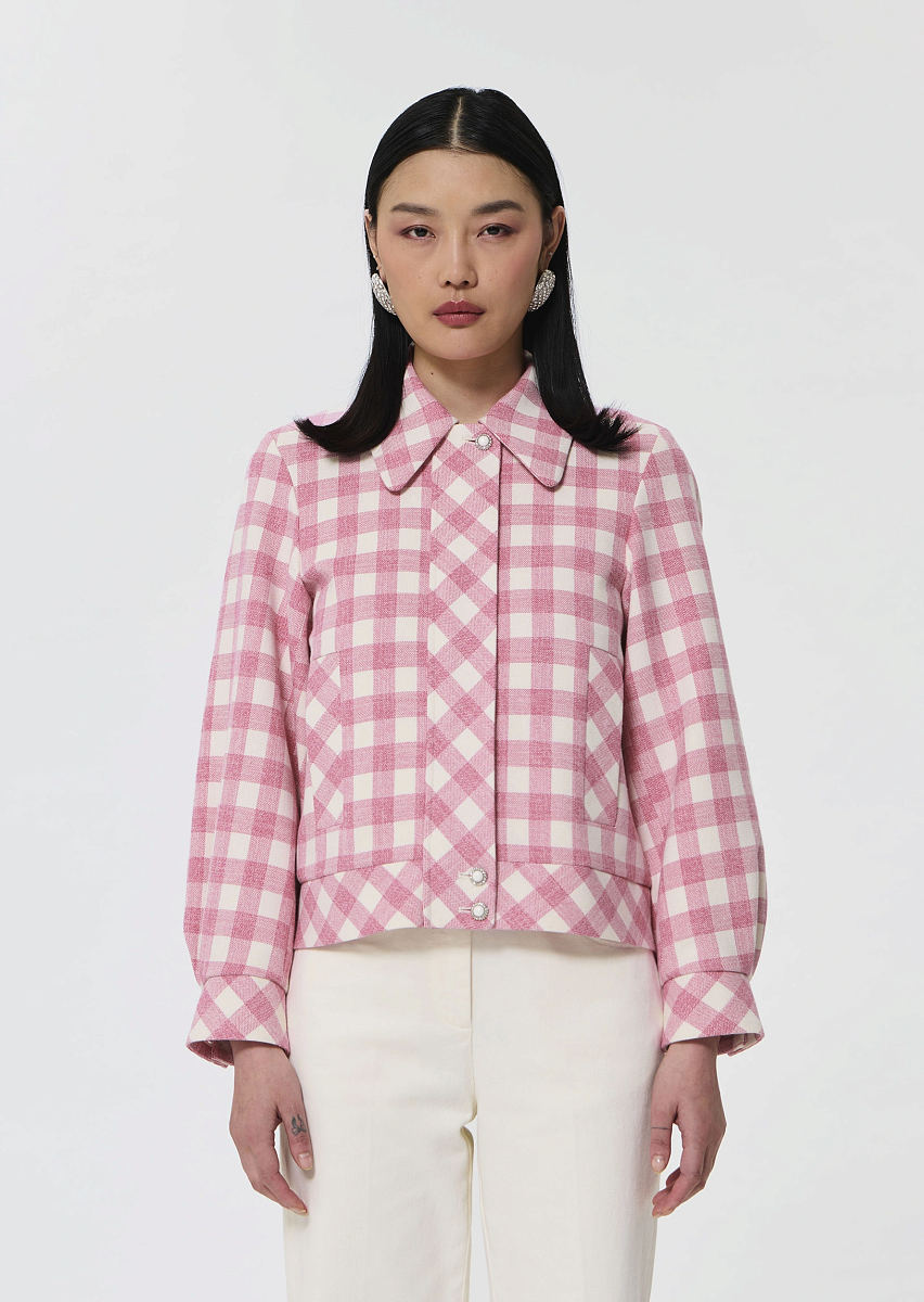 Beatrice розовый бомбер в клетку виши