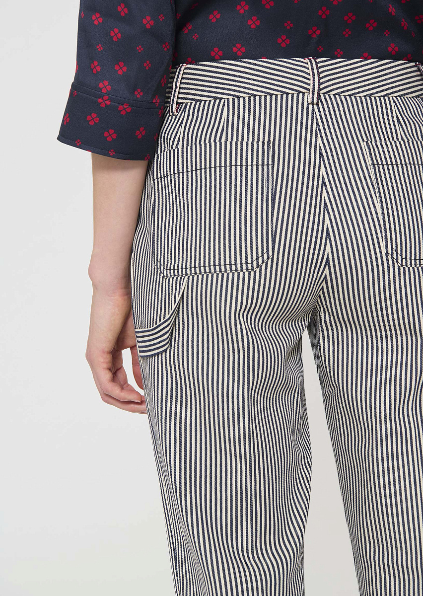 Pipo брюки из хлопка в цвете экрю с узором в полоску