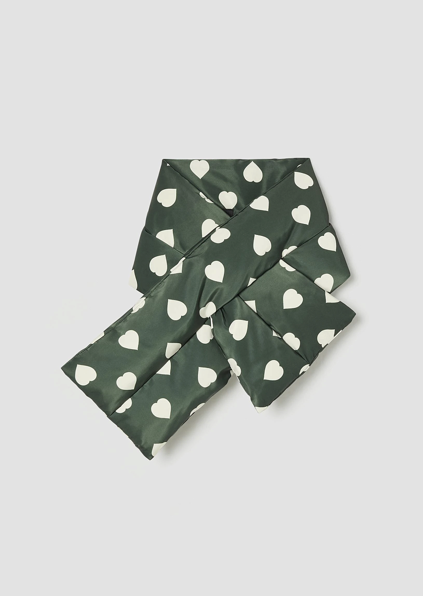 Ethan дутый шарф-пуховик в цвете "английский зеленый" с принтом в виде сердец