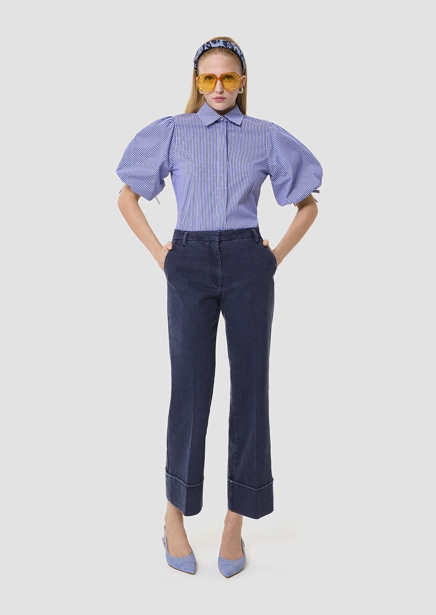 Caly синяя рубашка с полосками и стразами Caly синяя рубашка с полосками и стразами