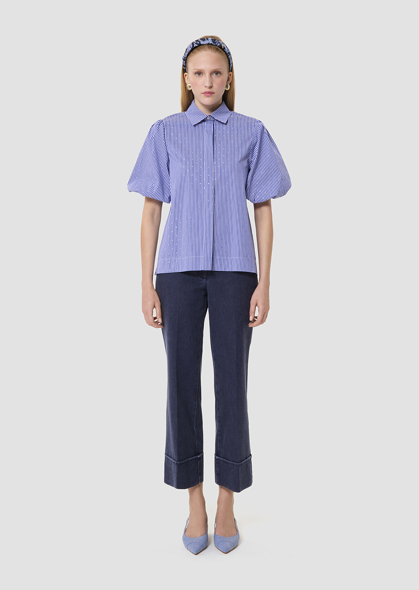 Caly синяя рубашка с полосками и стразами