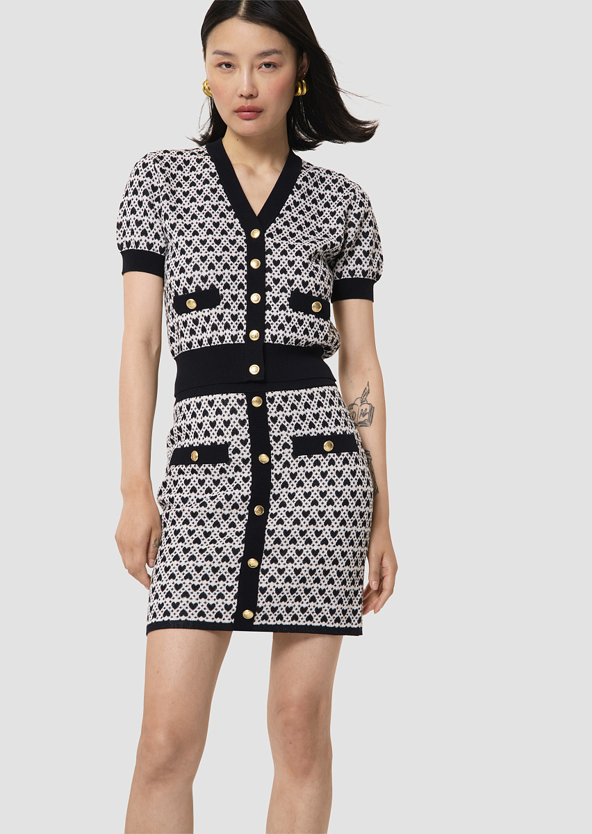 Jani юбка из хлопка цвета экрю с принтом в виде сердец