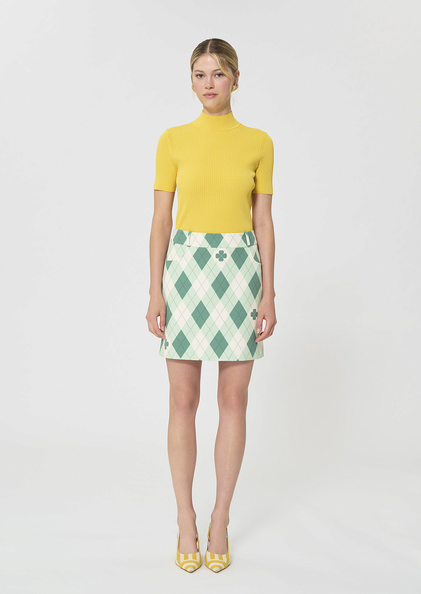 Janice зеленая юбка с ромбовидным принтом Janice зеленая юбка с ромбовидным принтом