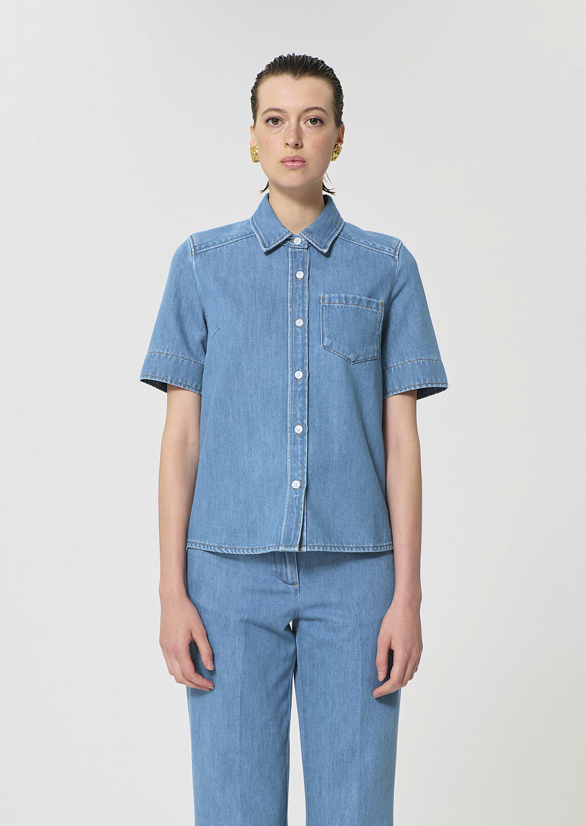 Cruz рубашка из голубого денима с выбеленным эффектом