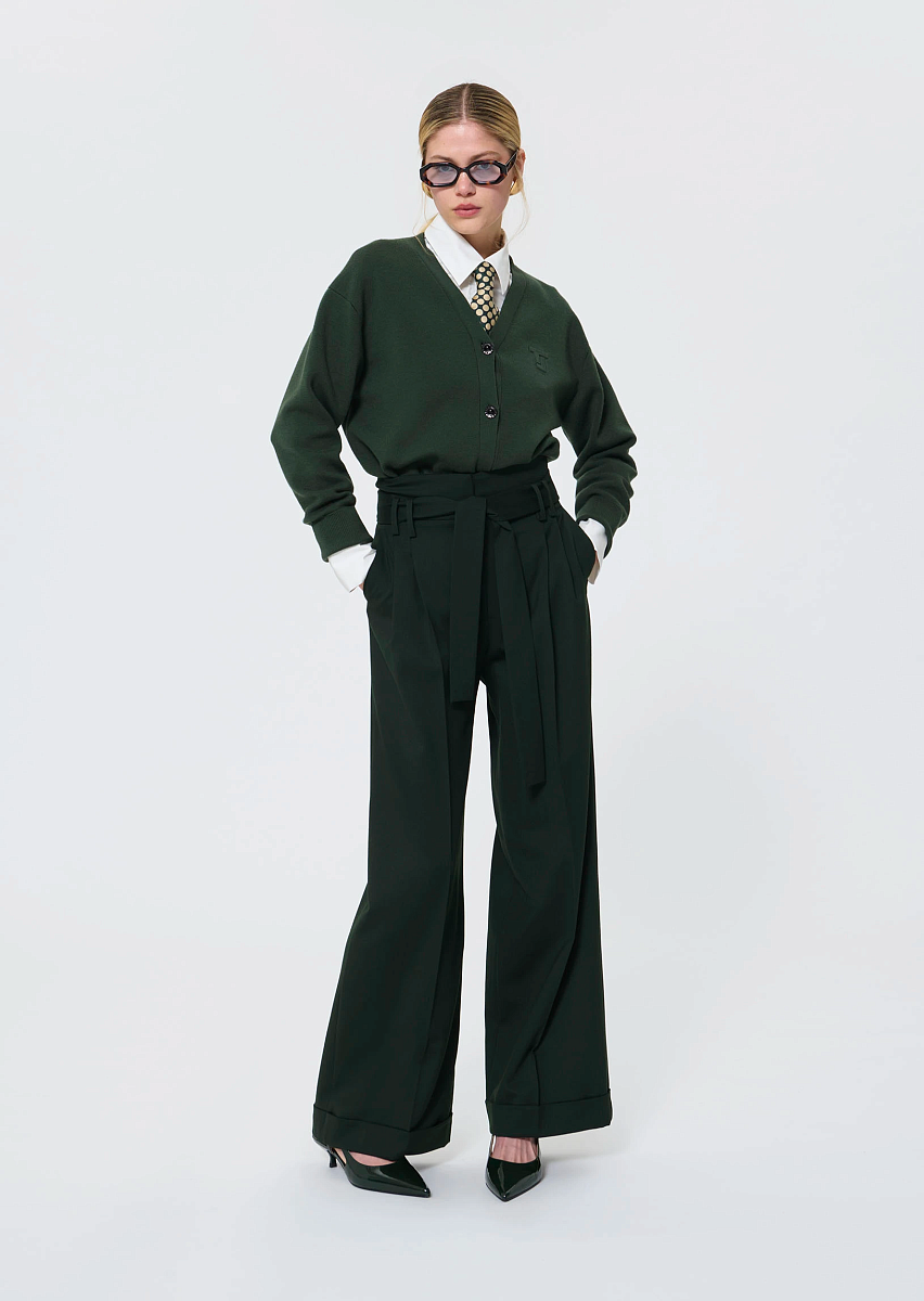 Pia темно-зеленые брюки из смесовой шерсти