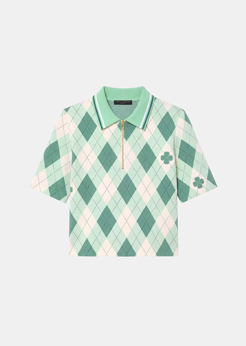 Tiago зеленый топ с ромбовидным принтом