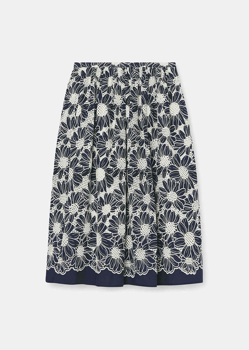 Юбка Junio темно-синего цвета с английской вышивкой Юбка Junio темно-синего цвета с английской вышивкой