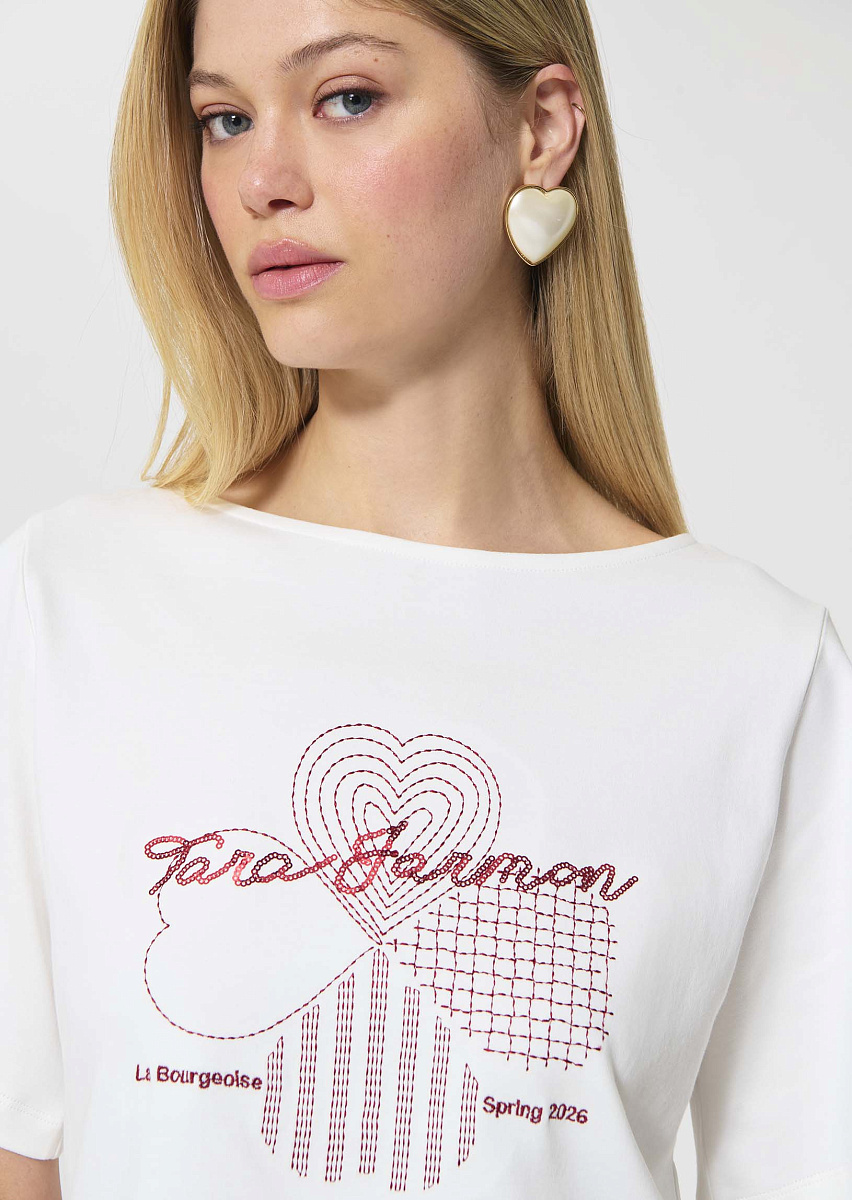 Taraclover белая футболка из хлопка с вышивкой в виде клевера