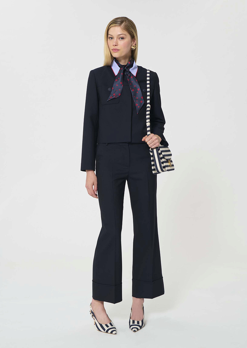 Vina темно-синий жакет из ткани с зернистой текстурой