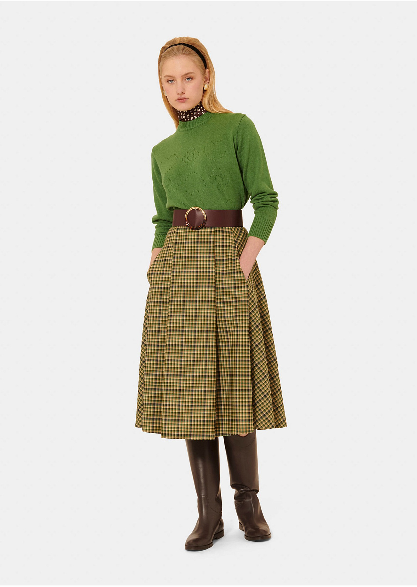 Зеленый свитер Preppy из шерсти мериноса Зеленый свитер Preppy из шерсти мериноса