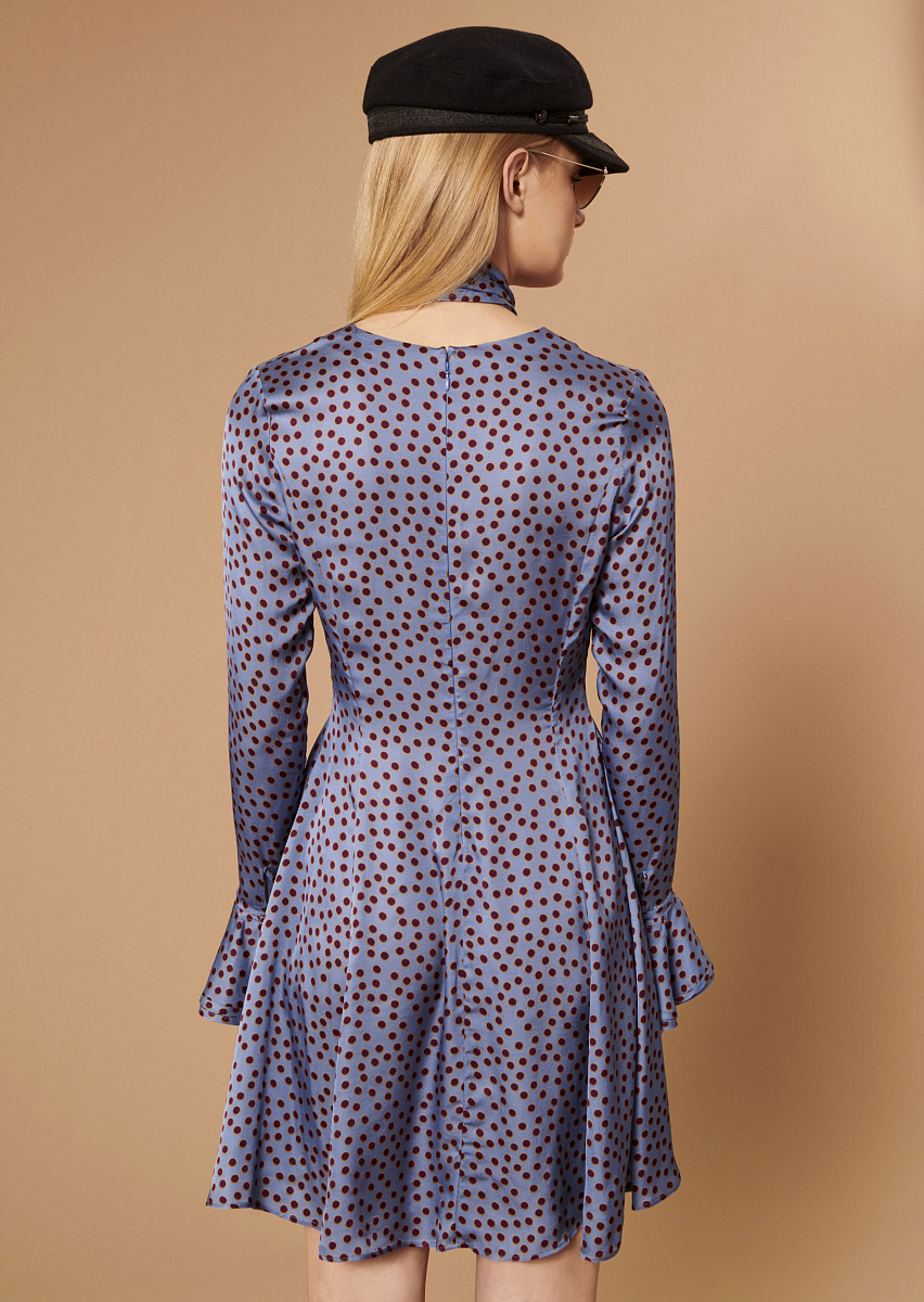 Rael темно-синее платье с принтом в горошек Rael темно-синее платье с принтом в горошек