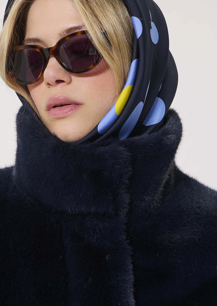 Edme темно-синий платок из шелка с принтом