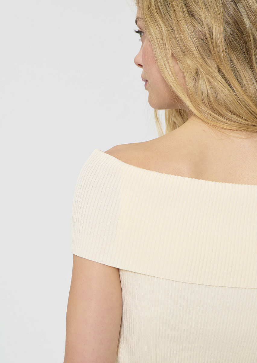 Twist топ цвета слоновой кости из трикотажа в рубчик